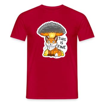 Fuchs, This is fine, Meme, Explosion - Männer T-Shirt - Rot - Vorne - AI Model Male 178 dark (178cm)