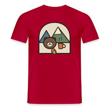 Bärenlager in der Nähe von Bergen und Kaffee - Männer T-Shirt - Rot - Vorne - AI Model Male 178 dark (178cm)