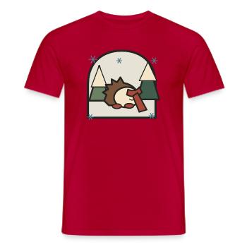 Sleeping Hedgehog in Forest Landscape - Men's T-Shirt - red - Front - AI Model Male 178 dark (178cm)