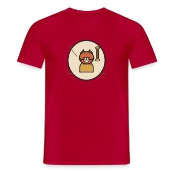 Schlafende Katzenkreis-Abzeichen - Männer T-Shirt - Rot - Vorne - AI Model Male 178 dark (178cm)