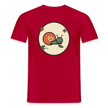 Weiche Schnecke im Blumenkreis - Männer T-Shirt - Rot - Vorne - AI Model Male 178 dark (178cm)