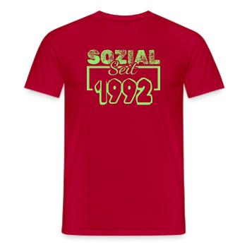 Travailleur social 1992 - T-shirt homme - rouge - Devant - AI Model Male 178 dark (178cm)