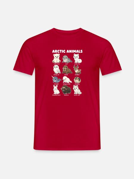  Arktische Tiere Niedliche Wildtierkarte Eisbär - Männer T-Shirt - Rot