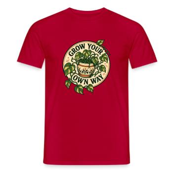 Grow Your Own Way – Pothos Pflanzen Spruch - Männer T-Shirt - Rot - Vorne - AI Model Male 178 dark (178cm)