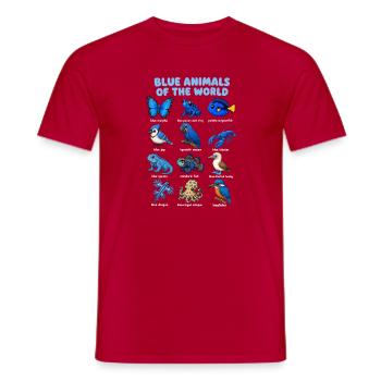  Blaue Tiere Der Welt Tierreich-tafel - Männer T-Shirt - Rot - Vorne - AI Model Male 178 dark (178cm)