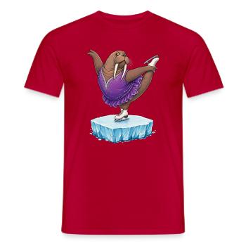 Walross als Eiskunstläuferin auf Eisscholle Kür - Männer T-Shirt - Rot - Vorne - AI Model Male 178 dark (178cm)