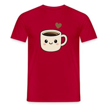 Süße Kawaii-Kaffeetasse mit Herzaufkleber - Männer T-Shirt - Rot - Vorne - AI Model Male 178 dark (178cm)
