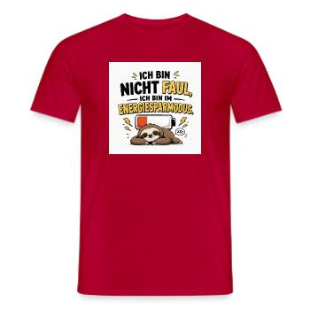 Ich bin nicht faul, ich bin im Energiesparmodus. - Männer T-Shirt - Rot - Vorne - AI Model Male 178 dark (178cm)