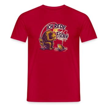 Ich rede mit Fischen – Angler Bär - Männer T-Shirt - Rot - Vorne - AI Model Male 178 dark (178cm)