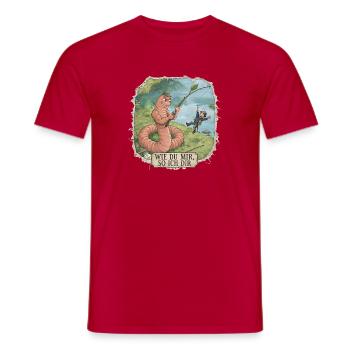 Wie du mir, so ich dir – Wurm angelt Angler - Männer T-Shirt - Rot - Vorne - AI Model Male 178 dark (178cm)