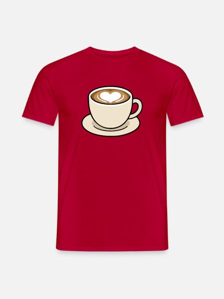 Cute Heart Latte Coffee Cup Illustration - Men's T-Shirt - red
