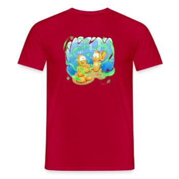 Neon-Orb-Freunde - Männer T-Shirt - Rot - Vorne - AI Model Male 178 dark (178cm)