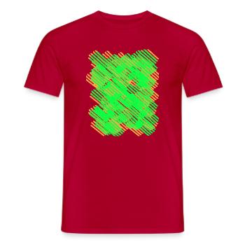 Motif de lignes vert-orange néon - T-shirt homme - rouge - Devant - AI Model Male 178 dark (178cm)
