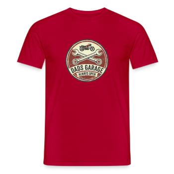 Papas Garage ist immer offen - Männer T-Shirt - Rot - Vorne - AI Model Male 178 dark (178cm)
