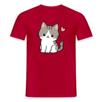 Süßes Kawaii-Kätzchen mit rosa Herz - Männer T-Shirt - Rot - Vorne - AI Model Male 178 dark (178cm)