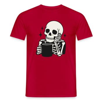 Lustiges Skelett, das Kaffeetasse hält Illustration - Männer T-Shirt - Rot - Vorne - AI Model Male 178 dark (178cm)