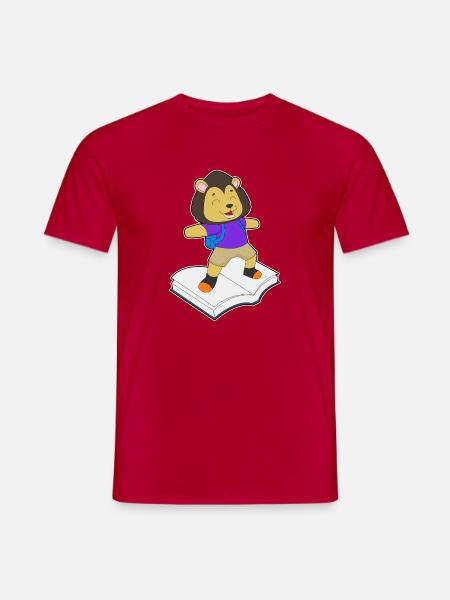 Löwe Buch - Männer T-Shirt - Rot