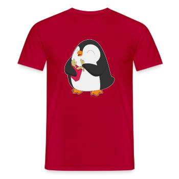 Penguin French fries - Men's T-Shirt - red - Front - AI Model Male 178 dark (178cm)