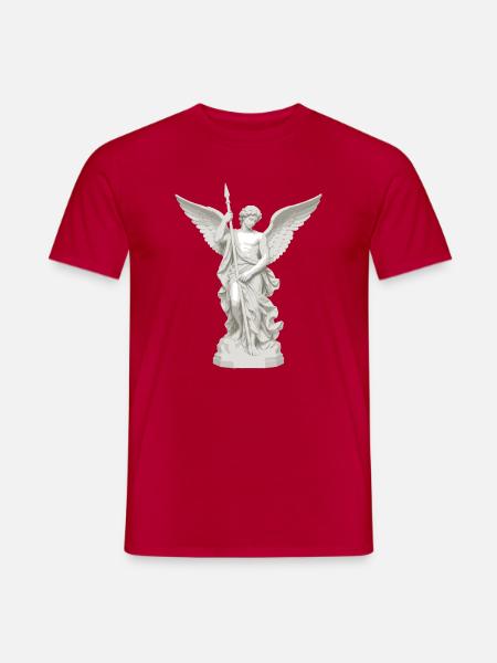 Geflügelter Engel mit Speer-Illustration - Männer T-Shirt - Rot