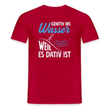 Genitiv Dativ Grammatik - Männer T-Shirt - Rot - Vorne - AI Model Male 178 dark (178cm)