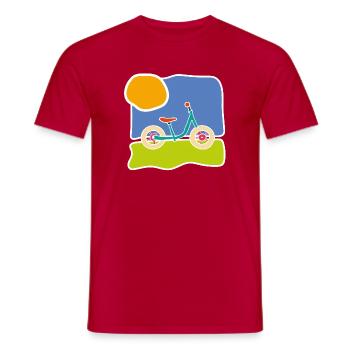 Vélo d’enfant coloré – Balade et liberté - T-shirt homme - rouge - Devant - AI Model Male 178 dark (178cm)