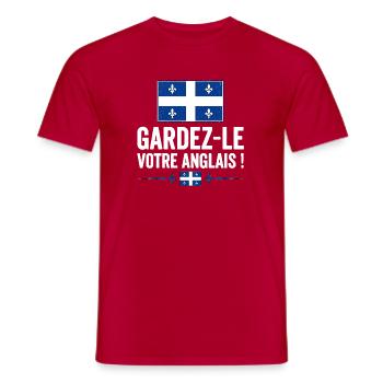  Gardez-le votre anglais - T-shirt homme - rouge - Devant - AI Model Male 178 dark (178cm)