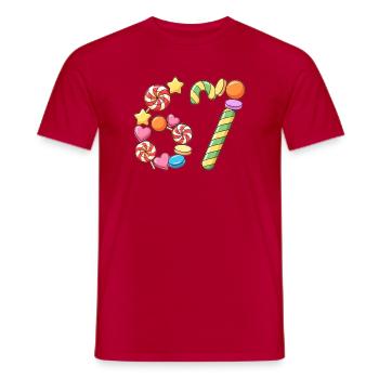 67 Candy Confetti Pop Art - Men's T-Shirt - red - Front - AI Model Male 178 dark (178cm)