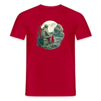Hooked on Silence / For fishing enthusiasts - Men's T-Shirt - red - Front - AI Model Male 178 dark (178cm)