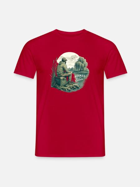 Hooked on Silence / Für Angelbegeisterte - Männer T-Shirt - Rot