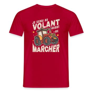 Au Volant Avant de Marcher Bébé Tracteur - T-shirt homme - rouge - Devant - AI Model Male 178 dark (178cm)
