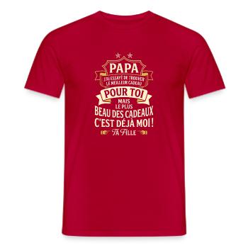 Cadeau Humour Papa De Fille - T-shirt homme - rouge - Devant - AI Model Male 178 dark (178cm)