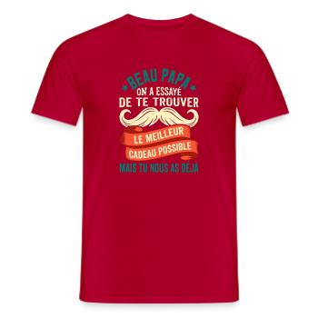 Cadeau Humour Beau Papa Rétro - T-shirt homme - rouge - Devant - AI Model Male 178 dark (178cm)