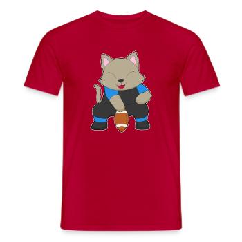 Cat American Football - Men's T-Shirt - red - Front - AI Model Male 178 dark (178cm)