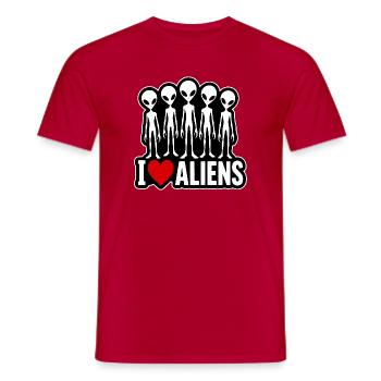 I Love Aliens Außerirdische Alien Fan Gruppe - Männer T-Shirt - Rot - Vorne - AI Model Male 178 dark (178cm)