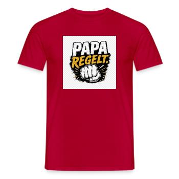 Papa regelt Kraftvoller Comicstil - Männer T-Shirt - Rot - Vorne - AI Model Male 178 dark (178cm)