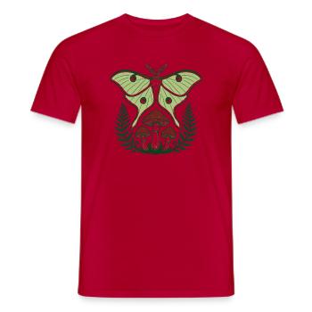 Luna Moth Mushrooms Ferns Forest Art - Men's T-Shirt - red - Front - AI Model Male 178 dark (178cm)