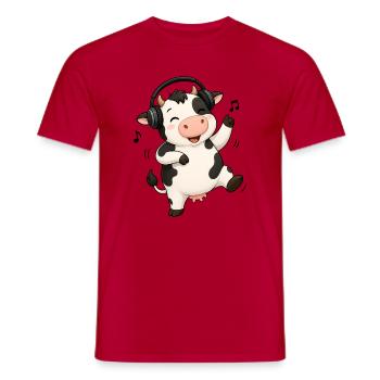 Kuh tanzt zur Musik Bauer Bauernhof - Männer T-Shirt - Rot - Vorne - AI Model Male 178 dark (178cm)