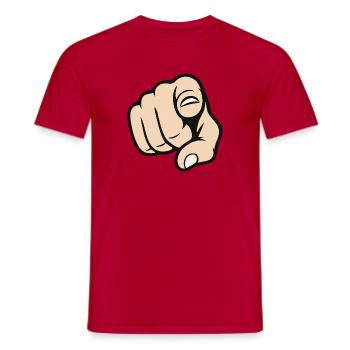 Pointing Finger You Gesture Sticker Design - Men's T-Shirt - red - Front - AI Model Male 178 dark (178cm)
