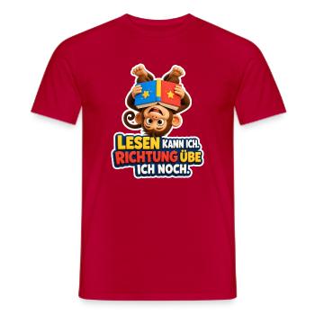 Affe liest verkehrt am Baum kann ich Spruch Lustig - Männer T-Shirt - Rot - Vorne - AI Model Male 178 dark (178cm)