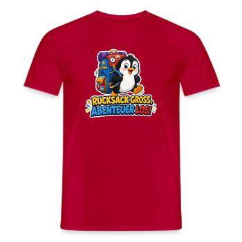 Pinguin Rucksack groß Abenteuer los Reise Humor - Männer T-Shirt - Rot - Vorne - AI Model Male 178 dark (178cm)