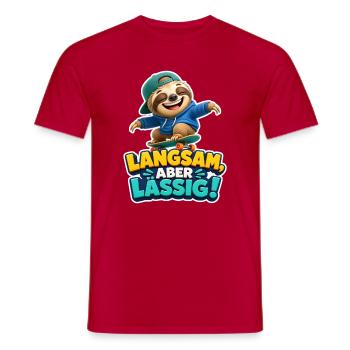 Faultier Skater Langsam aber lässig Spruch Cool - Männer T-Shirt - Rot - Vorne - AI Model Male 178 dark (178cm)