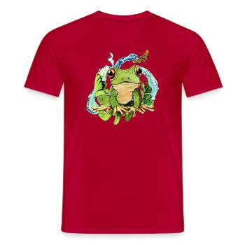 Cute frog in pond magic - Men's T-Shirt - red - Front - AI Model Male 178 dark (178cm)