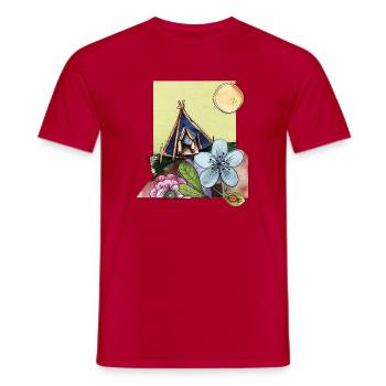 Camping in a tent - Men's T-Shirt - red - Front - AI Model Male 178 dark (178cm)