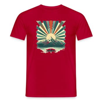 Sonnenaufgang über Bergsee - Männer T-Shirt - Rot - Vorne - AI Model Male 178 dark (178cm)