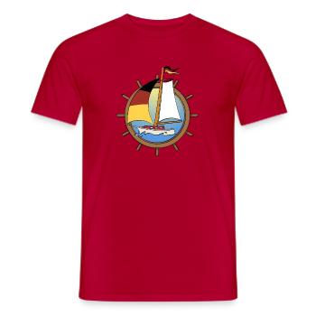 Sailboat with German flag in steering wheel - Men's T-Shirt - red - Front - AI Model Male 178 dark (178cm)