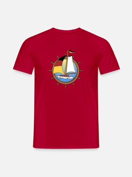 Segelboot mit deutscher Flagge am Lenkrad - Männer T-Shirt - Rot