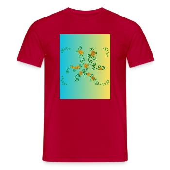 Goldene Blütenranke Farbverlauf - Männer T-Shirt - Rot - Vorne - AI Model Male 178 dark (178cm)