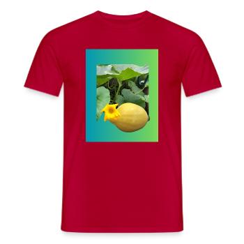 Gelbe Zucchini mit Blüte - Männer T-Shirt - Rot - Vorne - AI Model Male 178 dark (178cm)