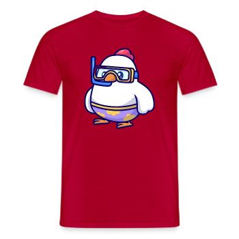 Diving Chick in Snorkel Gear - Men's T-Shirt - red - Front - AI Model Male 178 dark (178cm)