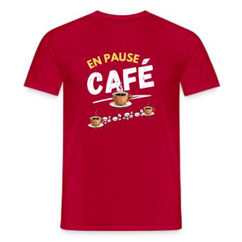 En Pause Café  - T-shirt homme - rouge - Devant - AI Model Male 178 dark (178cm)